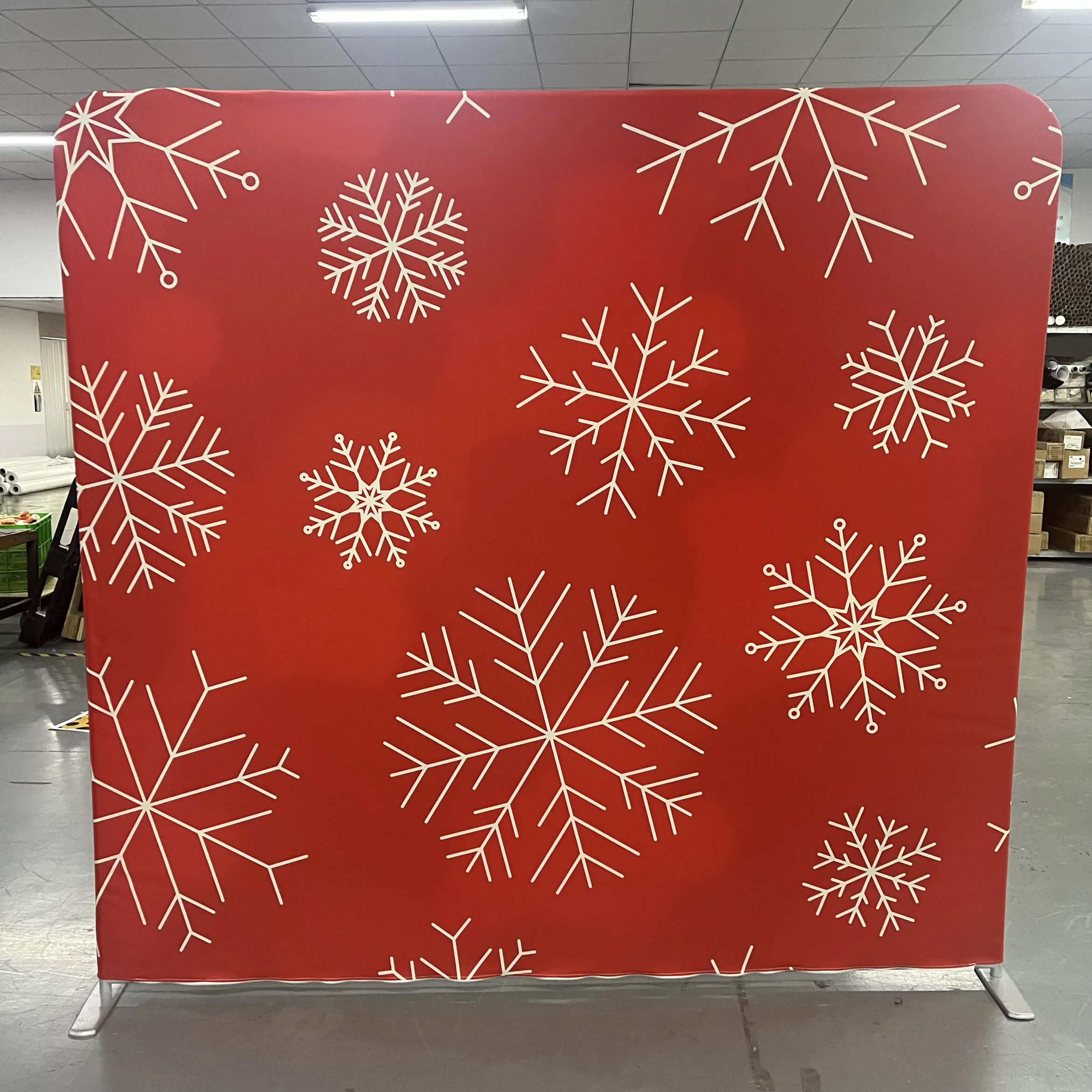 Red Snowflakes photo backdrop for events